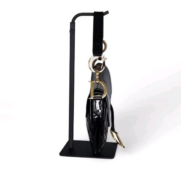 Dior Galliano Rare Vtg Y2k Black Patent Leather Diorissimo Monogram Saddle Bag - Picture 3 of 11